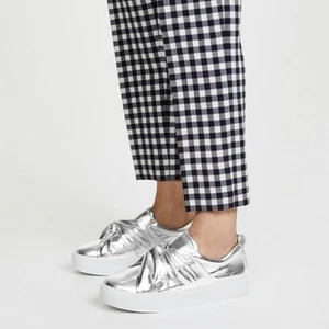 Rebecca Minkoff Nicole Silver Knot Platform Sneakers Women's Size 6 - Picture 1 of 6