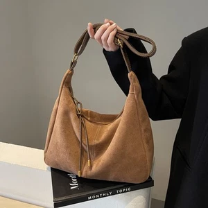 Large Capacity Women Slouchy Tote Bag Purse Work Travel Suede Shoulder Bags - Picture 1 of 22