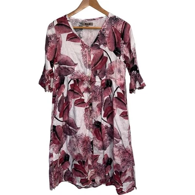 Vestido de noche de diseño de lino hortensia floral 100 % lino P XS 4-6 Foto 1 de 4