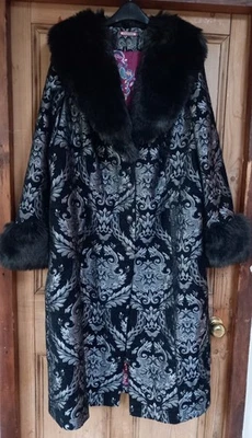 NUEVO Abrigo Largo Joe Browns Gris Plateado y Negro Talla UK 22 Foto 1 de 4