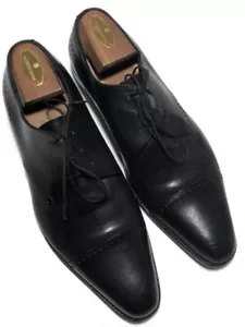 Ermenegildo Zegna Men’s Black Leather Perforated Cap Toe Lace Up’s - 10 D Italy - Picture 1 of 12