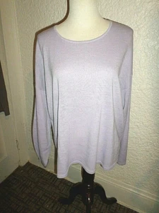 Eileen Fisher Cuello Redondo Caja Top Lavable Ligero Lana Crepe Suéter Talla L - Imagen 1 de 3