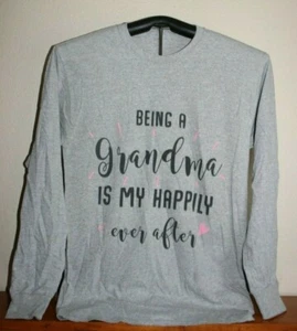 BEING A Grandma IS MY HAPPILY ever after  Long Sleeve T-Shirt, Med?, Gray - Picture 1 of 5