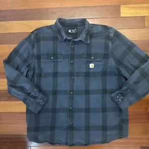 Carhartt Loose Fit Flannel TW4451-M Mens Extra Large. Dark Blue Plaid - Picture 1 of 9