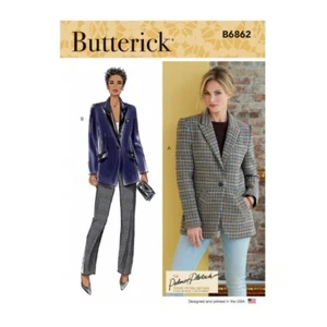 Butterick Schnittmuster B6862 Misses Blazer mit gekerbtem Kragen und Taschen - Bild 1 von 2