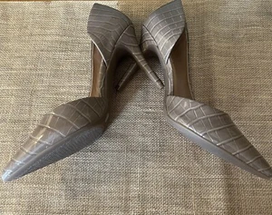 JESSICA SIMPSON Croc Patent Stiletto Nude Beige Tan High Heel Pump Size 8.5 New - Picture 1 of 6