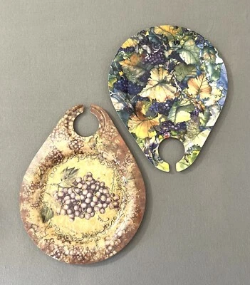 Par de platos de melamina Keller Charles, soporte para copa de vino blanco púrpura arte de uva Foto 1 de 4