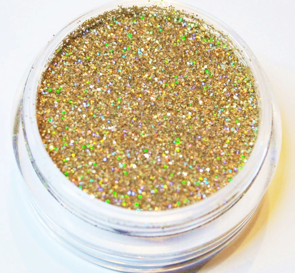 KM-NAILS 2,5g gold hologram puder Glitter 0,1mm fein