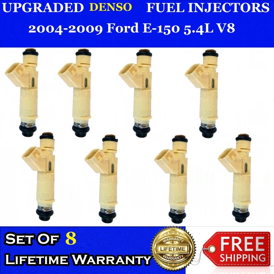 8x Inyectores de combustible Denso OEM 4 orificios AUMENTO DE RENDIMIENTO 04-09 Ford E150 5,4 L Foto 1 de 1
