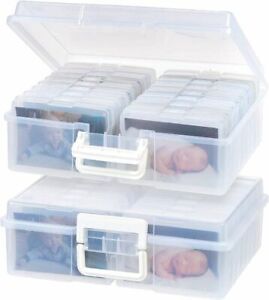 IRIS PHOTO CRAFT CLEAR STORAGE CONTAINER FOR 4X6 PHOTOS XLG SZ LOCKING 2 PACK