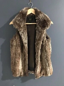 Brown faux fur vest Size M Boho Vintage style - Picture 1 of 2