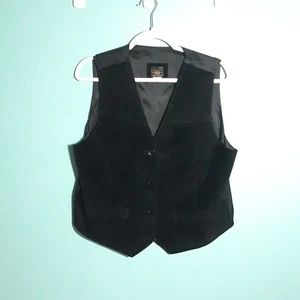 Size Large Y2K Black Suede Leather Vest, VGUC! Route 66 Cowgirl Western Biker - Picture 1 of 9