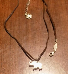 Jessica Simpson Necklace silver tone Elephant and hardware leather 21-24" (221) - Picture 1 of 4