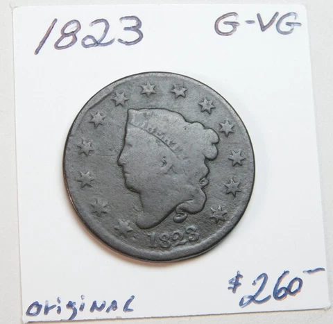 1823 LARGE CENT NORMAL DATE!!!!!!!!!!!!!!!!!!!!!!! G-VG 100% ORIGINAL! KEY DATE! Cover