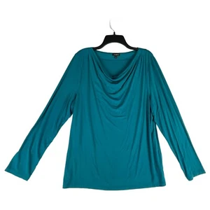 Blusa Talbots Mujer Cuello Caído Talla XL Manga Larga Turquesa Tejido Elastizado Top - Imagen 1 de 8