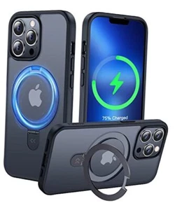  Designed Case with Magnetic Invisible Stand [Military for iPhone 13 Pro Black - Picture 1 of 7