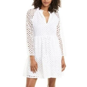 NUEVO CON ETIQUETAS J. Vestido Crew Rebecca en blanco ojales, talla mediana, bolsillos - Imagen 1 de 19