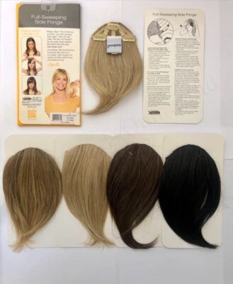 HAIR2WEAR Full Sweeping Side Bangs Clip in on Fringe Hair Extensions Black, Blonde, Brown