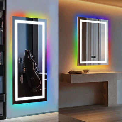 Smart RGB LED Bathroom Mirror with Lights Bluetooth Anti-Fog Makeup Hotel Salon - image 1 of 4