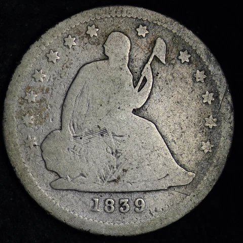 1839 ND Seated Liberty Silver Quarter CHOICE GOOD+ FREE SHIPPING E399 JNM Cover
