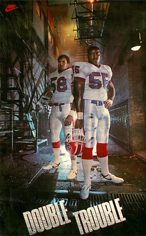 Buffalo Bills DOUBLE TROUBLE 1987 NIKE 20x36 POSTER - Cornelius Bennett, Conlan Cover