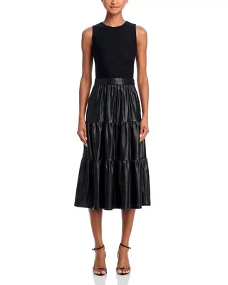 Alice and Olivia Chara Sleeveless Faux Leather Midi Dress MSRP $465 - Image 1 of 4