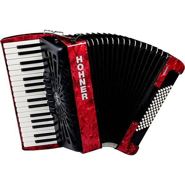Hohner Bravo III 72 хроматический фортепианный клавишный аккордеон - красный - Изображение 1 из 1