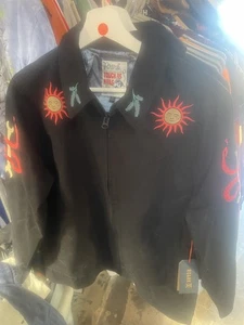 Roark bestickt Western Arbeit Hausarbeit Jacke Sonne Schlange Schraubenschlüssel schwarz S Satin gefüttert - Bild 1 von 7