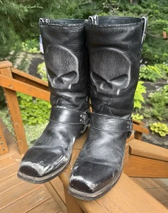 Harley Davidson Men’s Size 13 / Quentin 12” Skull Black Leather Motorcycle Boots - Picture 1 of 7