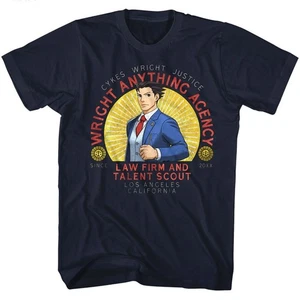 Ace Attorney Phoenix Wright Anything Agency Navy Capcom Gaming Shirt - Picture 1 of 3