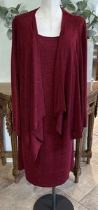 Jessica Howard Women 18W Red, Long Sleeve Layered Sheath Dress AA - Picture 1 of 8