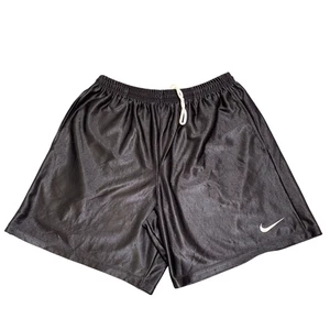 Nike Running Shorts Medium Black Dri Fit Swoosh Logo Drawstring Athletic Gym Fit - Picture 1 of 3