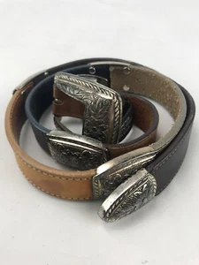 Brighton woman's brown black leather belt  stamped 1994 36” FF4 - Picture 1 of 8