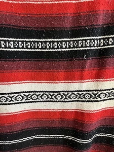 Red Black White Mexican Woven Collectible Yoga Picnic Beach Blanket Throw 6 X 5 - Picture 1 of 2