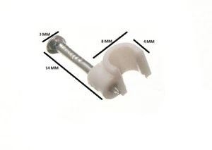Clips De Cable Blanco Redondo 3.5 Mm Paquete De 24 - Picture 1 of 1