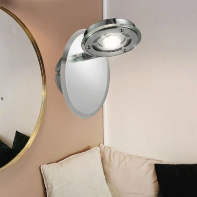 Faretto Da Parete Lampada LED Per Camera Da Letto Vetro Acciaio Spazzolato - Immagine 1 di 4