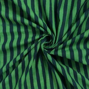 Dabu Green Striped Hand Block Print Fabric Indian Cotton Running Mud Cloth - Picture 1 of 5