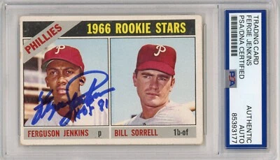 Fergie Jenkins "HOF 81" Signed Auto 1966 Topps #254 RC Rookie PSA DNA Authentic - Image 1 of 2