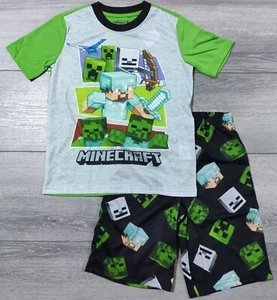 Minecraft Pajamas Boys Small 6-7 Short Sleeve Shirt Shorts Fun Video Game PJs - Picture 1 of 4