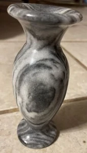 Grey And Black Solid Polished Marble Granite Vase 5.25” Tall - Picture 1 of 7