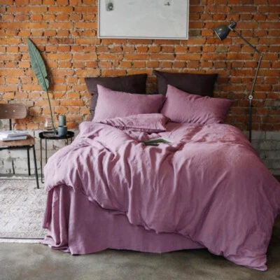 Bedding Set Luxury Pure Flax Quilt Cover Flat Sheet 2 Pillowcases Nordic Linen - Image 1 of 4