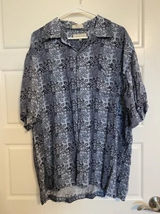 Eighty Eight Shirt Blue Button Down Stripe Y2K Graphic Short Sleeve Size Large - Picture 1 of 10