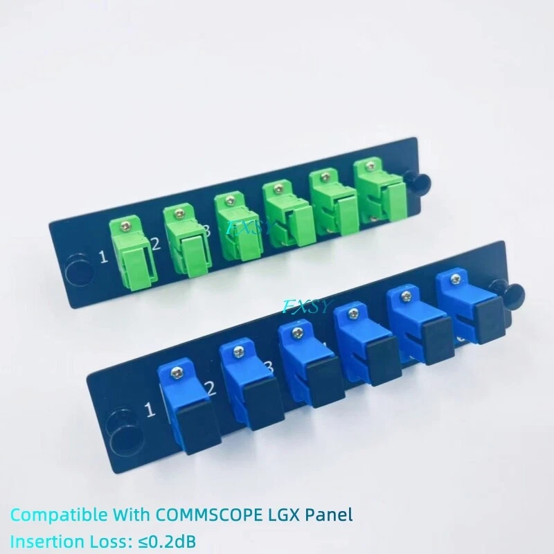 Fiber Optic Adapter Pack Singlemode 6 Simplex Ports SC/UPC Blue SC/APC Green - Image 1 of 4