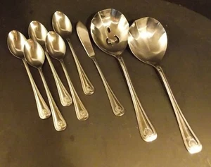 Towle Stainless Steel Abbey Shell 8pc casserole serving spoon & teaspoons   - Picture 1 of 2