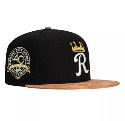 HAT Club Exclusive 7 3/8 Suede Brim  KC Royals 40th Anniversary Patch fitted Hat - Image 1 of 4
