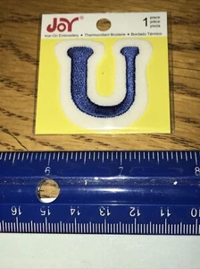 Small Iron-on Embroidered Felt Letter Initial BLUE “U” Patch (Joy Brand) 14G3 - Picture 1 of 3