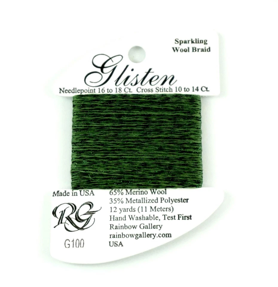 GLISTEN Sparkling Braid #100 "Ivy Green" Needlepoint Thread Rainbow Gallery - Image 1 of 1