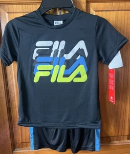 Fila  Boys2 Piece Short Set , Outfit Black, Blue. Size 4 NWT - Picture 1 of 5