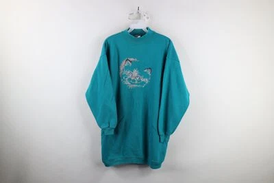 Sudadera De Colección Años 90 Streetwear Para Mujer L/XL Punta de Aguja Gatito Cuello Simulado EE. UU. Foto 1 de 4
