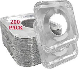 200 Pack Disposable Gas Burner Liners Square 8.5" Gas Stove Liners Stove Burner - Picture 1 of 2